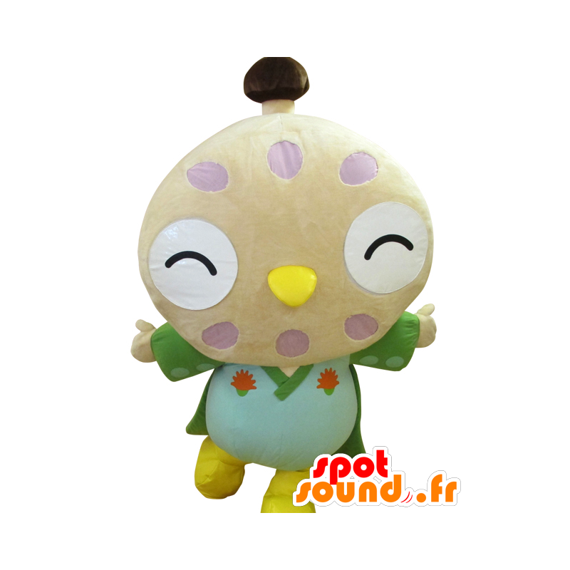 Mascot Chonan Machi, beige big bird, with a kimono - MASFR25856 - Yuru-Chara Japanese mascots
