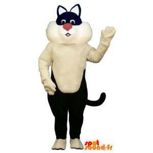 Black Cat Mascot ja valkoinen tavalla Sylvester - MASFR006837 - kissa Maskotteja