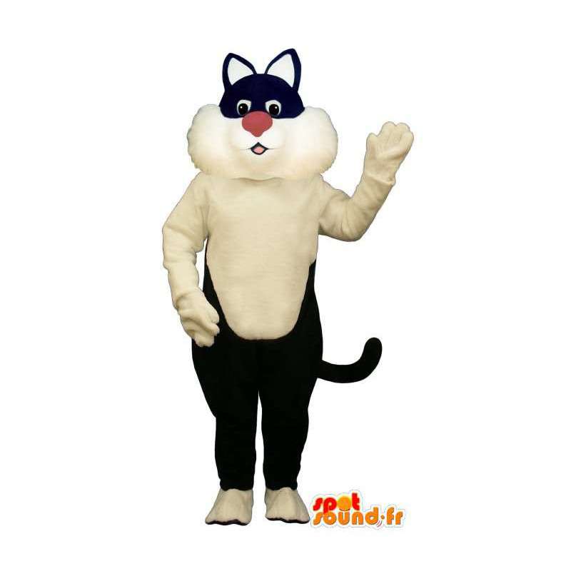 Black Cat Mascot og hvit måte Sylvester - MASFR006837 - Cat Maskoter