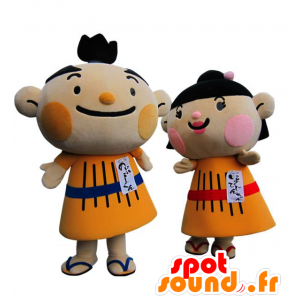 Mascots Nobushi-Kun und Iyo-Kun, ein Junge und ein Mädchen - MASFR25858 - Yuru-Chara japanischen Maskottchen