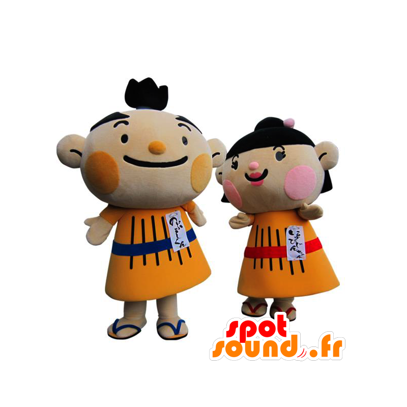 Mascots Nobushi-Kun und Iyo-Kun, ein Junge und ein Mädchen - MASFR25858 - Yuru-Chara japanischen Maskottchen