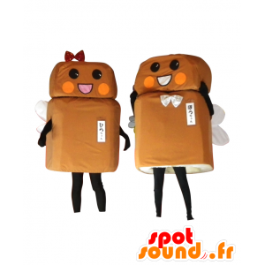 Maskoter Flat-chan och Stick Chan, 2 bruna eldflugor -