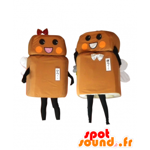 Wohnung-chan Maskottchen und Stick-Chan, 2 braun Glühwürmchen - MASFR25865 - Yuru-Chara japanischen Maskottchen