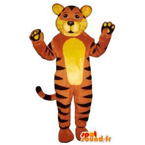 Gele tijger mascotte, oranje en zwart - MASFR006838 - Tiger Mascottes