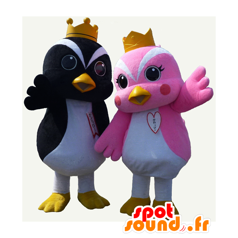 Mascots and Doppi Gawa, pretty birds, one black and one pink - MASFR25867 - Yuru-Chara Japanese mascots