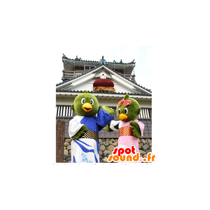 Mascotte Echizen Castello Omo, uccelli verdi tunica - MASFR25870 - Yuru-Chara mascotte giapponese