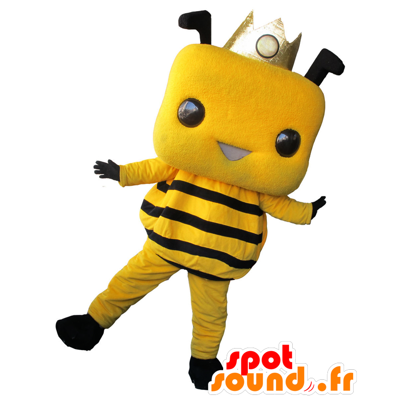 Mascot Hatchika kun, abeja de color amarillo y negro, coronado - MASFR25872 - Yuru-Chara mascotas japonesas