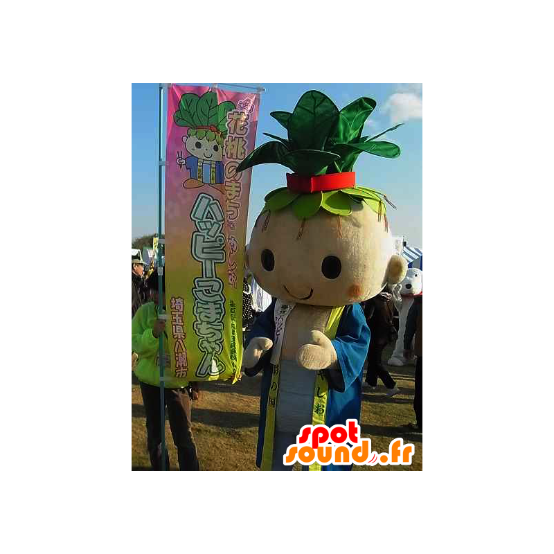 Koma-chan Maskottchen Junge mit Blättern auf Kopf - MASFR25875 - Yuru-Chara japanischen Maskottchen