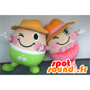 Mascottes d'US-chan et de Lai Chan, bonshommes tout ronds - MASFR25878 - Mascottes Yuru-Chara Japonaises