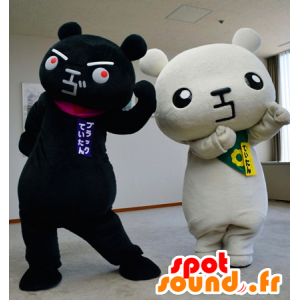 Maskoti Kitakyushu, 2 obří medvěd, černé a bílé - MASFR25879 - Yuru-Chara japonské Maskoti