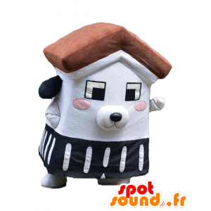 Kekun maskot, tricolor hund i form av ett hus - Spotsound maskot