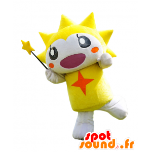 ひかりちゃんのマスコット、白、黄、オレンジの星-MASFR25884-日本のゆるキャラのマスコット