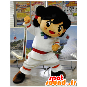 Mascotte de Cam-kun, de fille brune en tenue blanche et rouge - MASFR25885 - Mascottes Yuru-Chara Japonaises