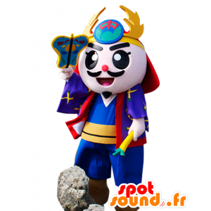 Mascot Gosamaru, vestido azul samurai, amarelo e vermelho - MASFR25888 - Yuru-Chara Mascotes japoneses