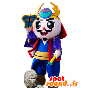 Gosamaru maskot, samurai i blå, gul og rød tøj - Spotsound