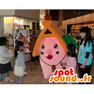 Harima-cho maskot, orange och rosa hus, jätte - Spotsound maskot
