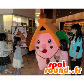 Maskotti Harima-cho, kotitekoista oranssi ja pinkki, jättiläinen - MASFR25890 - Mascottes Yuru-Chara Japonaises