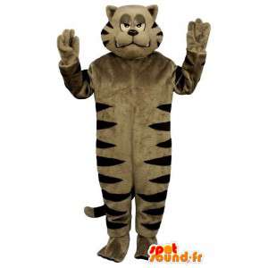 Mascotte de chat beige et noir. Costume de chat beige - MASFR006841 - Mascottes de chat