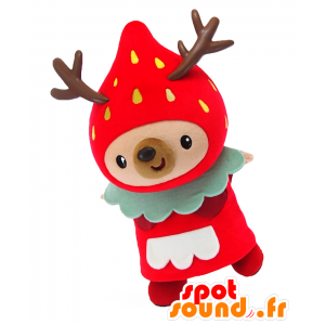 Mascotte de Dream Hood chan, de cerf en forme de fraise - MASFR25894 - Mascottes Yuru-Chara Japonaises