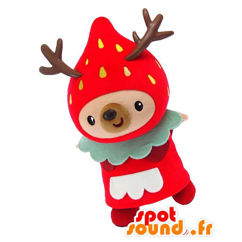 Mascotte de Dream Hood chan, de cerf en forme de fraise - MASFR25894 - Mascottes Yuru-Chara Japonaises