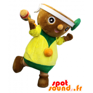 Attualmente kun mascotte, ciotola marrone, verde e giallo vestito - MASFR25895 - Yuru-Chara mascotte giapponese