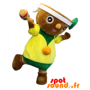 Currently kun mascot, brown bowl, green and yellow outfit - MASFR25895 - Yuru-Chara Japanese mascots
