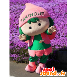 Mascotte rose et verte, de fille, de la ville de Takinoue - MASFR25896 - Mascottes Yuru-Chara Japonaises