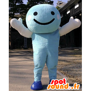 Mascotte de Kuroshio-kun, de bonhomme bleu et blanc, souriant - MASFR25897 - Mascottes Yuru-Chara Japonaises