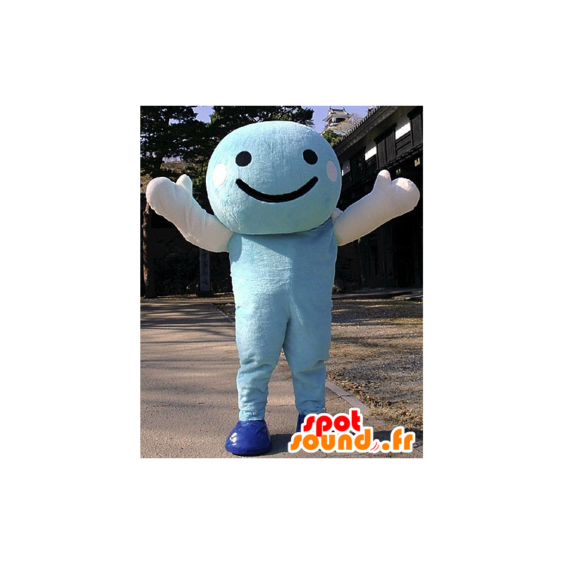 Mascotte de Kuroshio-kun, de bonhomme bleu et blanc, souriant - MASFR25897 - Mascottes Yuru-Chara Japonaises