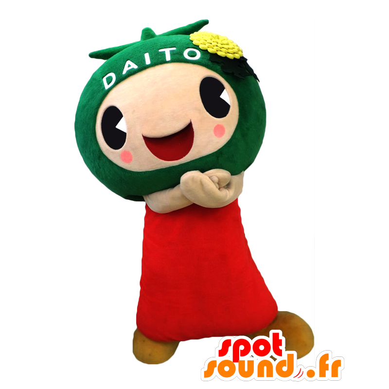 Mascotte d'Osaka Daito, de tomate verte et rouge, très joviale - MASFR25899 - Mascottes Yuru-Chara Japonaises