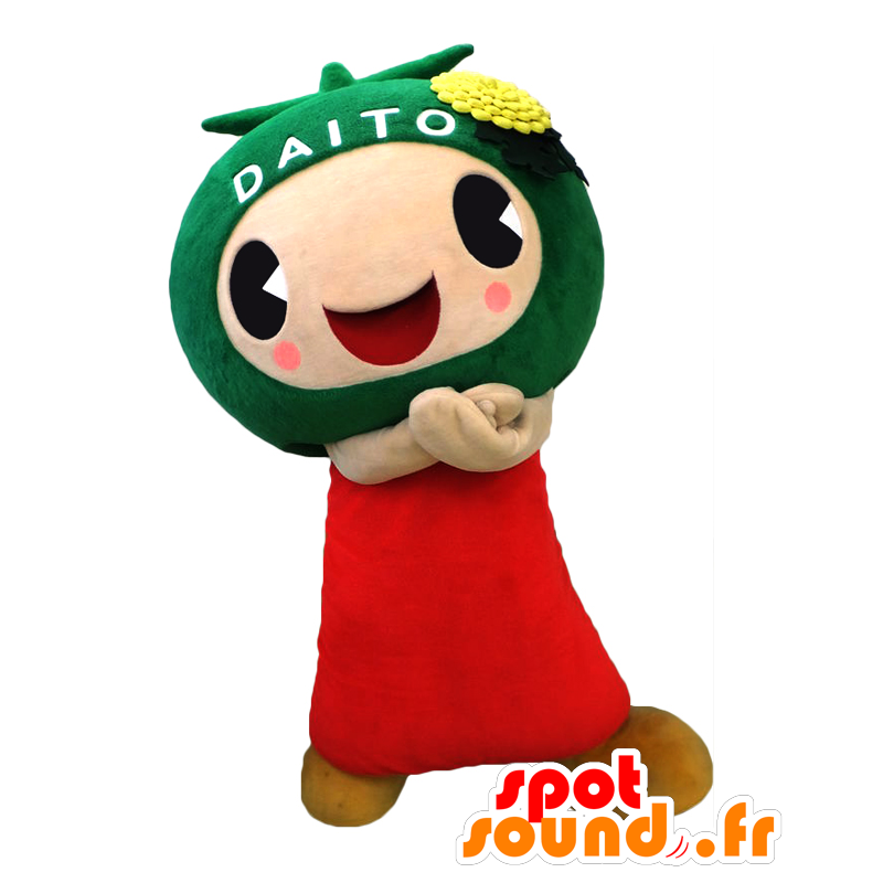 Mascot Osaka Daito, verde e vermelho tomate, muito jovial - MASFR25899 - Yuru-Chara Mascotes japoneses