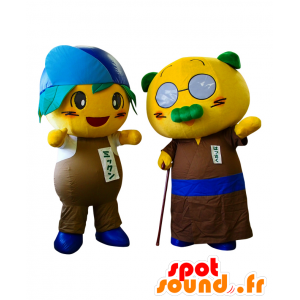 Maskoter Mikkun og Hassaku, gule stipendiater - MASFR25900 - Yuru-Chara japanske Mascots