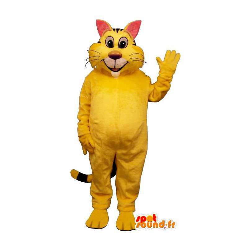 Stor gul kattmaskot. Kattdräkt - Spotsound maskot