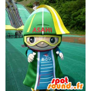 Asahi mascot, snowman with a green helmet and goggles - MASFR25908 - Yuru-Chara Japanese mascots