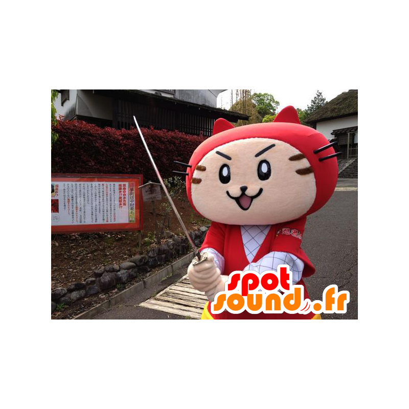 Figa mascotte Maru, il gatto vestito bianco e rosso - MASFR25913 - Yuru-Chara mascotte giapponese