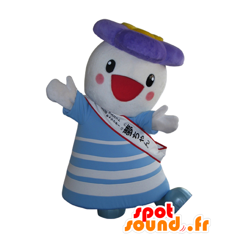 Dream-chan mascotte - witte bloem en blauwe mascotte - MASFR25917 - Yuru-Chara Japanse Mascottes