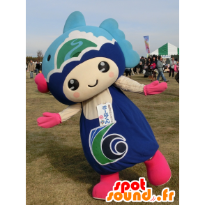 Snowman mascot, blue and pink fish - MASFR25919 - Yuru-Chara Japanese mascots