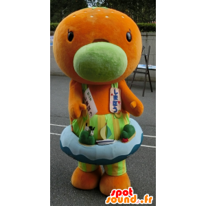 Mascotte de canard, de poisson orange, avec une bouée - MASFR25920 - Mascottes Yuru-Chara Japonaises
