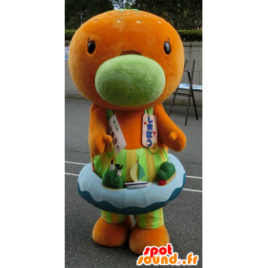 Ente-Maskottchen, orange Fische mit einer Boje - MASFR25920 - Yuru-Chara japanischen Maskottchen