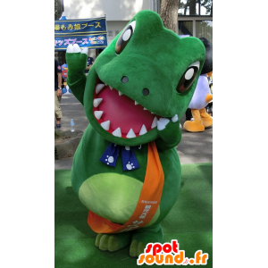 Green crocodile mascot, giant dinosaur - MASFR25922 - Yuru-Chara Japanese mascots