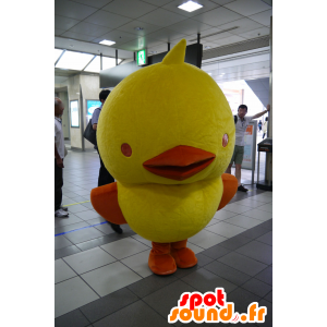 Maskot gul og orange kylling, kanariefugl - Spotsound maskot