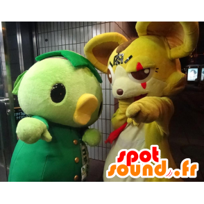 Zelené Chick maskoti a žlutá Yenne - MASFR25926 - Yuru-Chara japonské Maskoti
