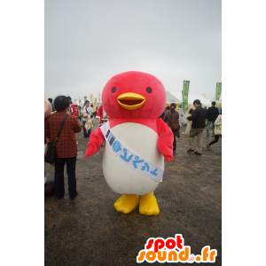 Grande uccello mascotte rosso e bianco, paffuto e carino - MASFR25927 - Yuru-Chara mascotte giapponese
