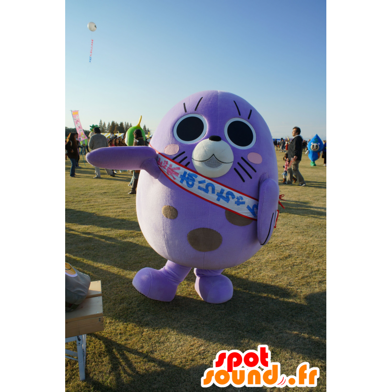 Sea Lion mascot purple, with big eyes - MASFR25929 - Yuru-Chara Japanese mascots