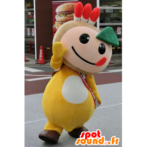 Ruskea ja keltainen lumiukko maskotti, Intian - MASFR25930 - Mascottes Yuru-Chara Japonaises