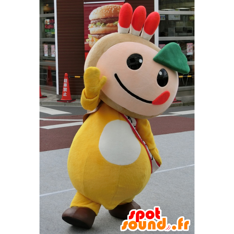 Ruskea ja keltainen lumiukko maskotti, Intian - MASFR25930 - Mascottes Yuru-Chara Japonaises