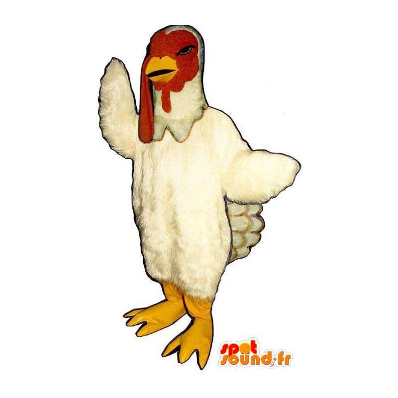 Mascot pavo blanco gigante - Todos los tamaños - MASFR006845 - Mascota de gallinas pollo gallo