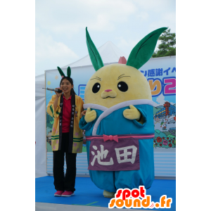 Gul kanin maskot med grønne ører - MASFR25938 - Yuru-Chara japanske Mascots
