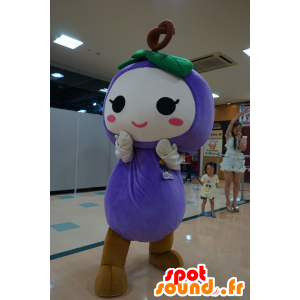 Mascotte de bonhomme violet et blanc, rond et mignon - MASFR25939 - Mascottes Yuru-Chara Japonaises