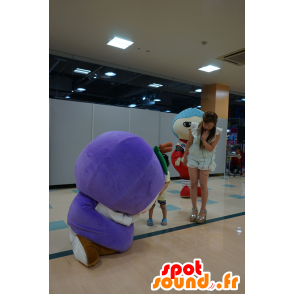 Purple and white snowman mascot, round and cute - MASFR25939 - Yuru-Chara Japanese mascots
